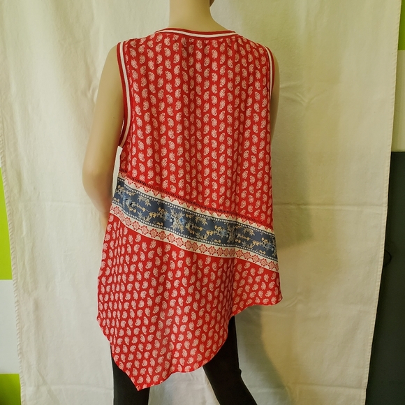 Red Tunic Style Tank with Angled Hem - Picture 5 of 9